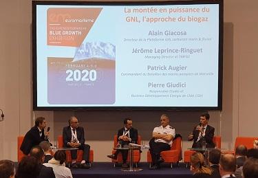 Jérôme Leprince-Ringuet speaks at a panel discussion at Euromaritime 2020
