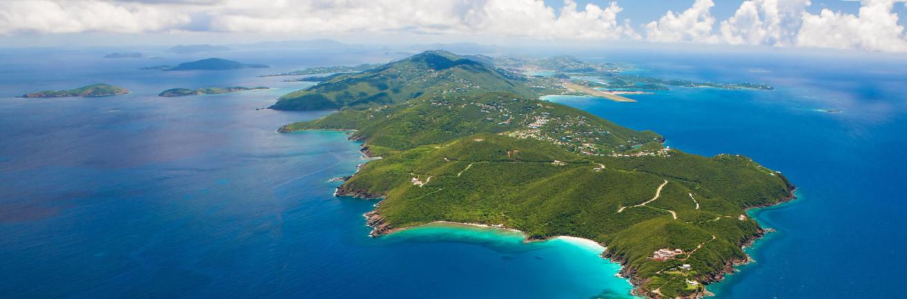 Aerial shot of St. Thomas in US Virgin Islands
