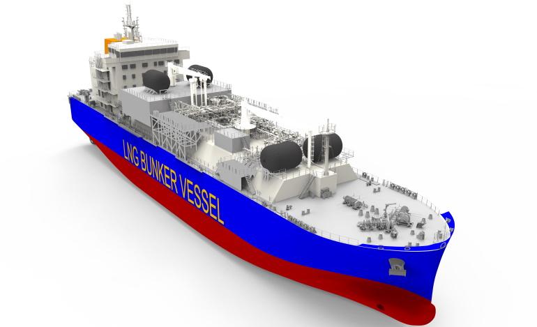 3D rendering of the future LNG bunker vessel
