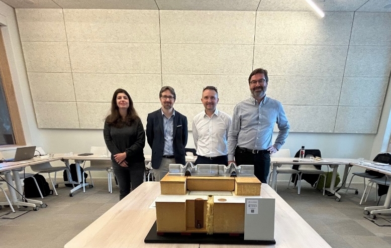 Gerard (second from right) at the Hutchinson factory (manufacturer of GTT and part of TTE Company), located South of Paris, together with Henri Orengo, HSEQ Coordinator (first from right). They inspected the sample of the GTT Triplex Membrane that is installed on our LNG Bunker Vessels, Gas Agility, Gas Vitality and Brassavola. 